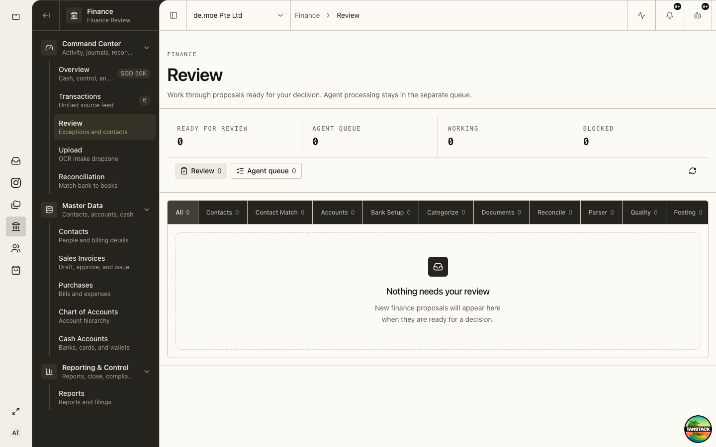 Finance Review exception queue